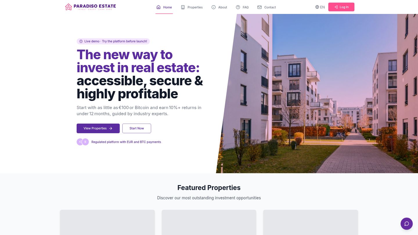 Paradiso Estate Platform - Real Estate Investment Platform